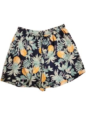 UNIQLO Women's Tropical Pineapple Print Shorts Navy, Yellow, Mint EUC Sz S